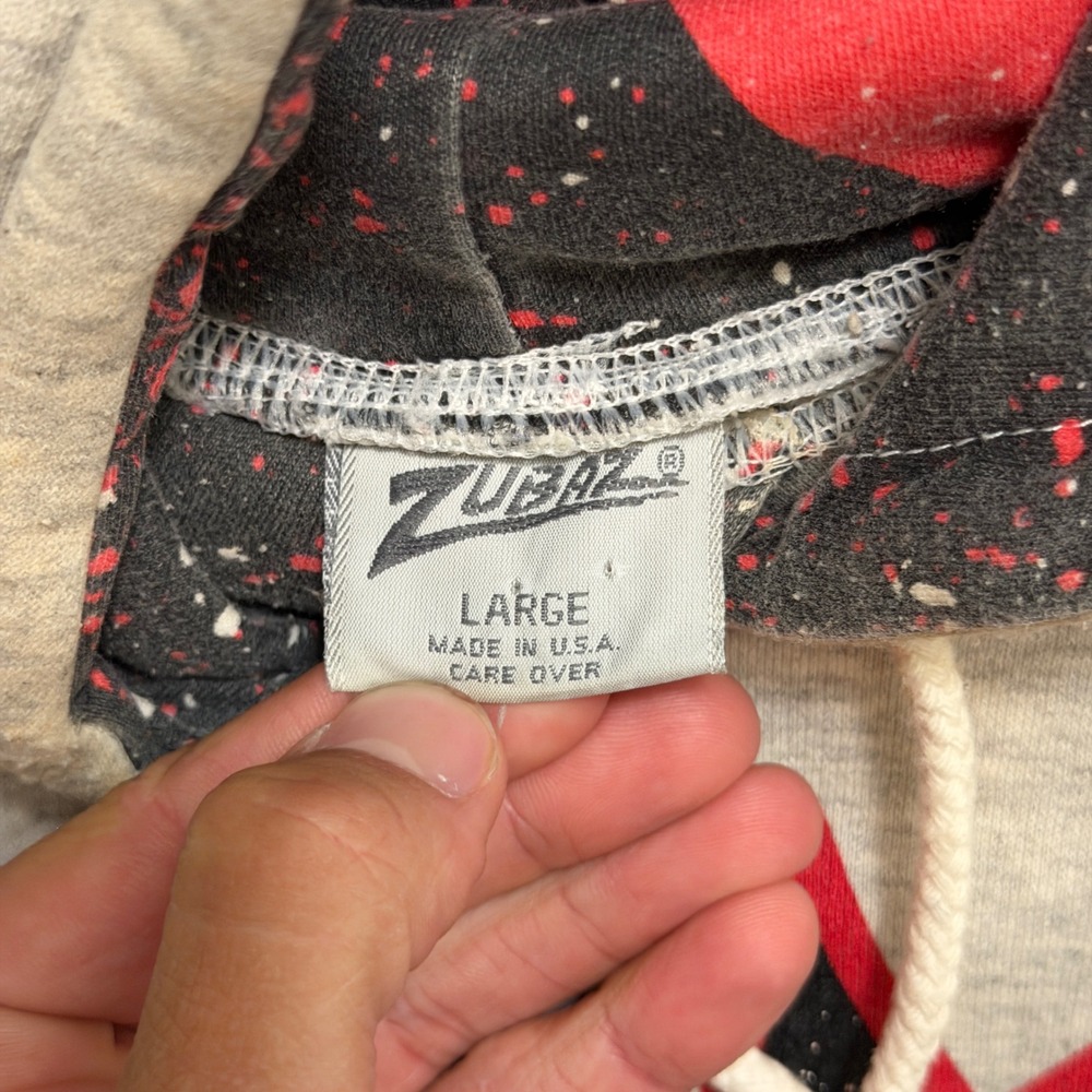 Vintage Chicago Bulls Zubaz Hoodie Mens Large Gray NBA Pullover Graphic Splatter - Picture 2 of 13